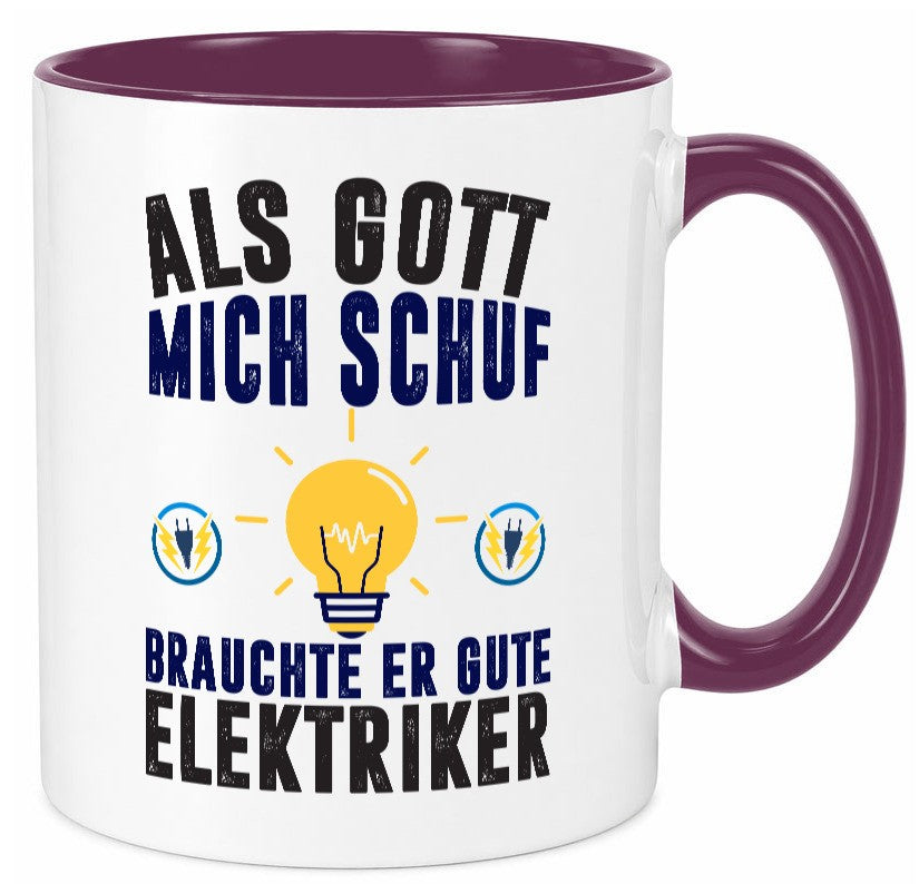 Als mich Gott schuf | Elektriker Arbeit Humor Kollegen Büro Geschenkidee Tasse