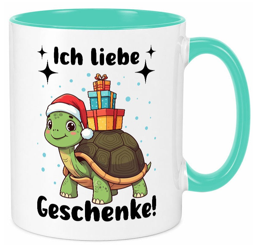 Ich liebe Geschenke | Weihnachtsschildkröte Geschenk Humor Geschenkidee Tasse