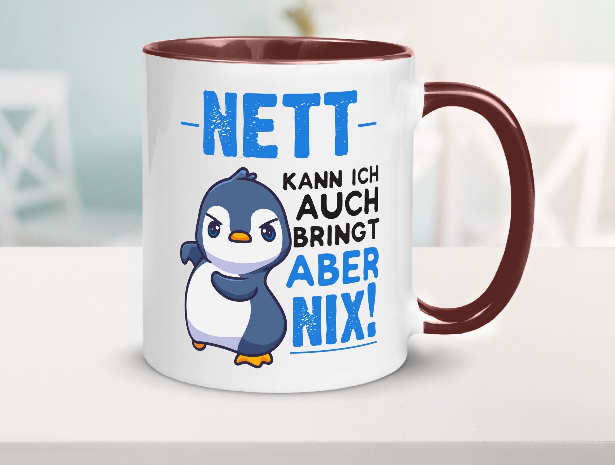Nett kann ich auch | lustige Spruchtasse Pinguin Geschenk Humor Geschenkidee