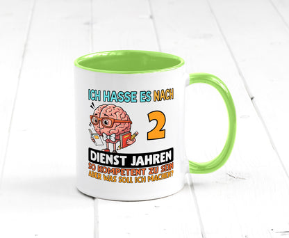 2 Dienstjahre | Arbeit Kompetent lustig Kollegen Büro Geschenk Tasse