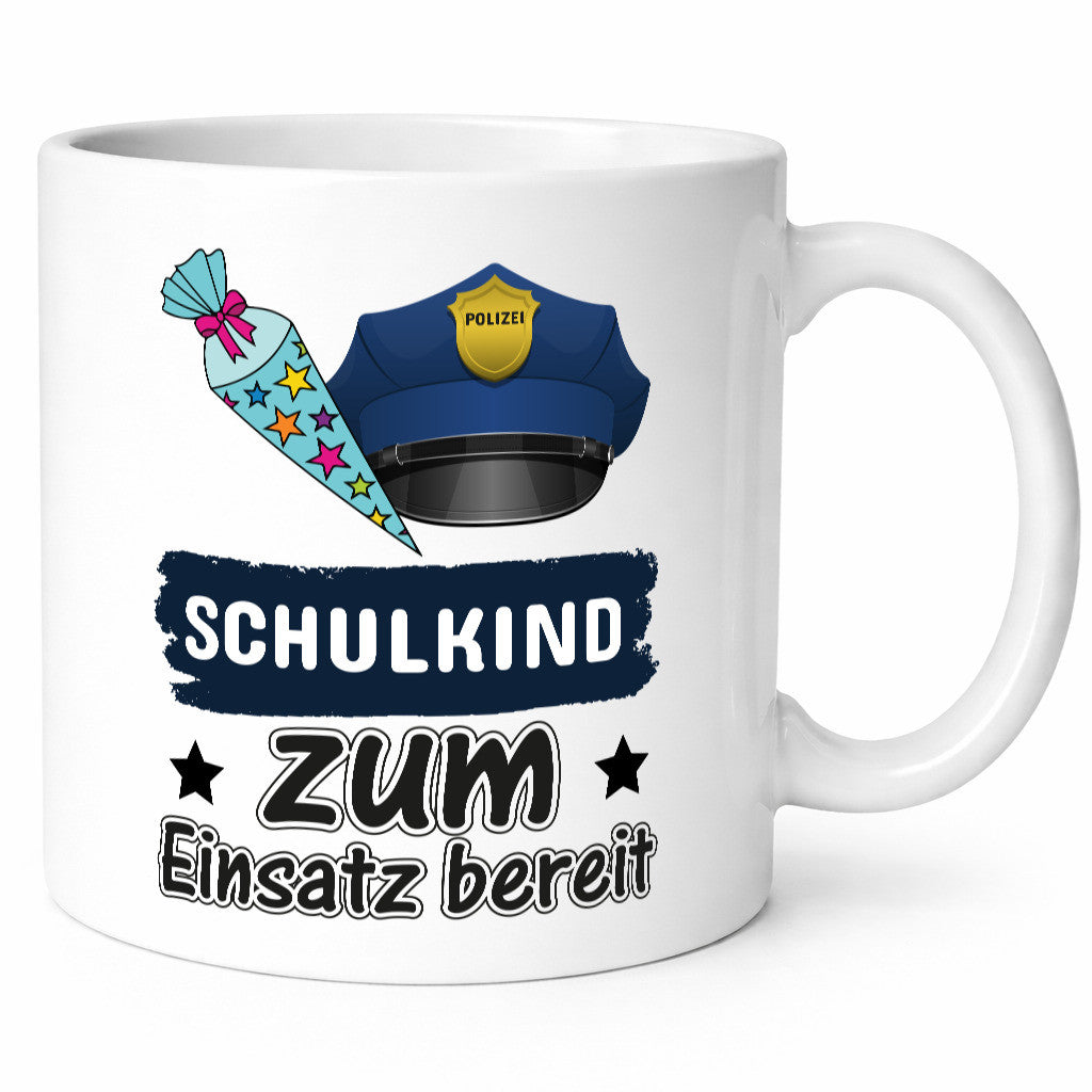 Schulkind bereit | Einschulung Tasse Polizei Jungs lustig Humor Geschenkidee