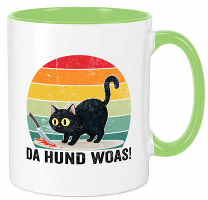 Da Hund woas | Retro Böse Katze mit messer Humor Tierliebhaber Geschenkidee Tasse