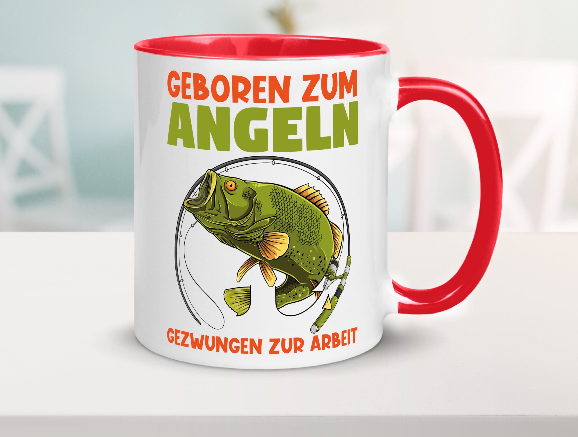 Geboren zum Angeln | Angler Tasse Fischer Spruch Humor Geschenkidee