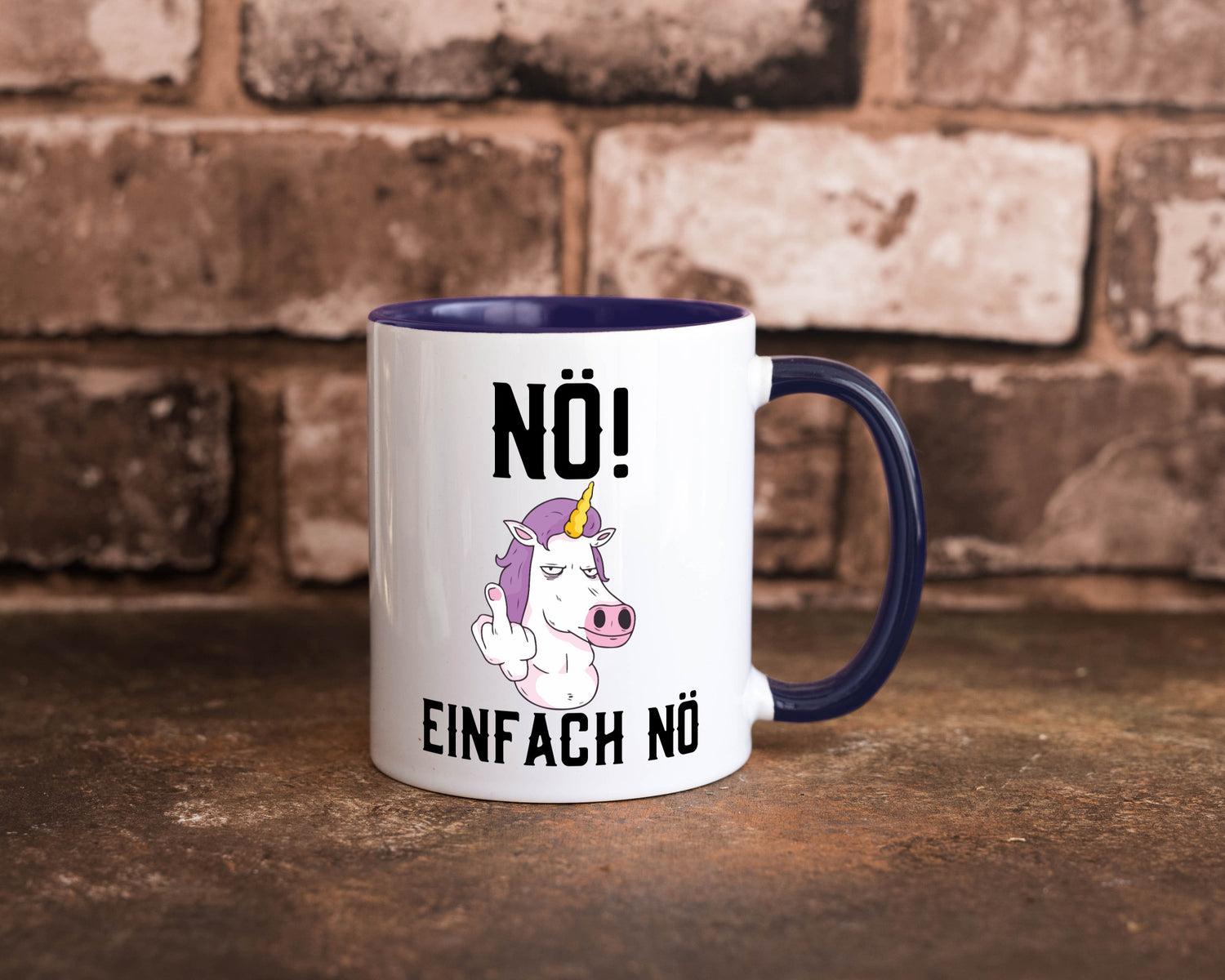 Einfach Nö | Keinen Bock Einhorn Mittelfinger Comic Geschenkidee Humor Tasse