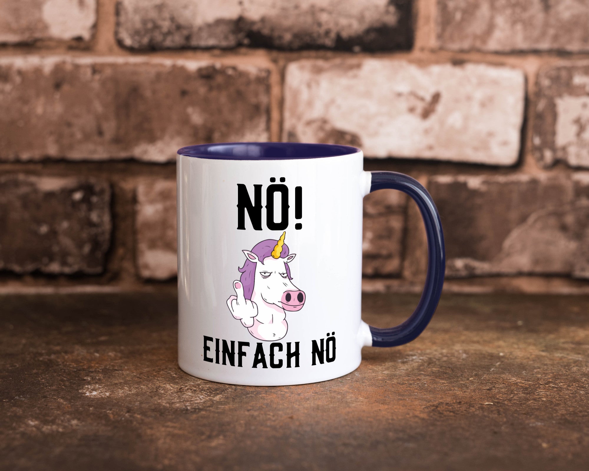 Einfach Nö | Keinen Bock Einhorn Mittelfinger Comic Geschenkidee Humor Tasse