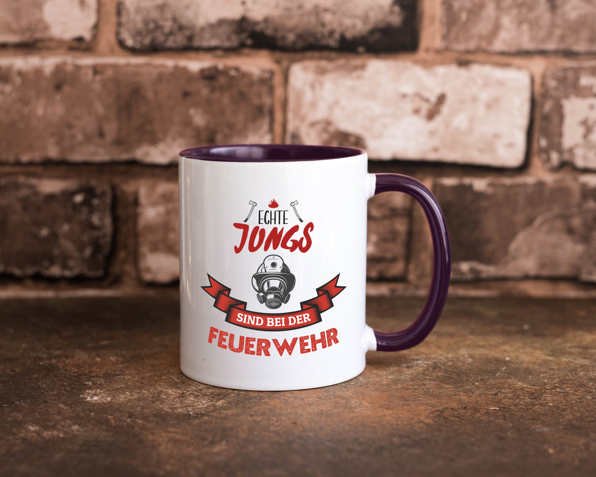 Echte Jungs sind bei der Feuerwehr | Feuerwehrmann lustiger Spruch Geschenk Tasse