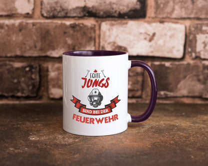 Echte Jungs sind bei der Feuerwehr | Feuerwehrmann lustiger Spruch Geschenk Tasse