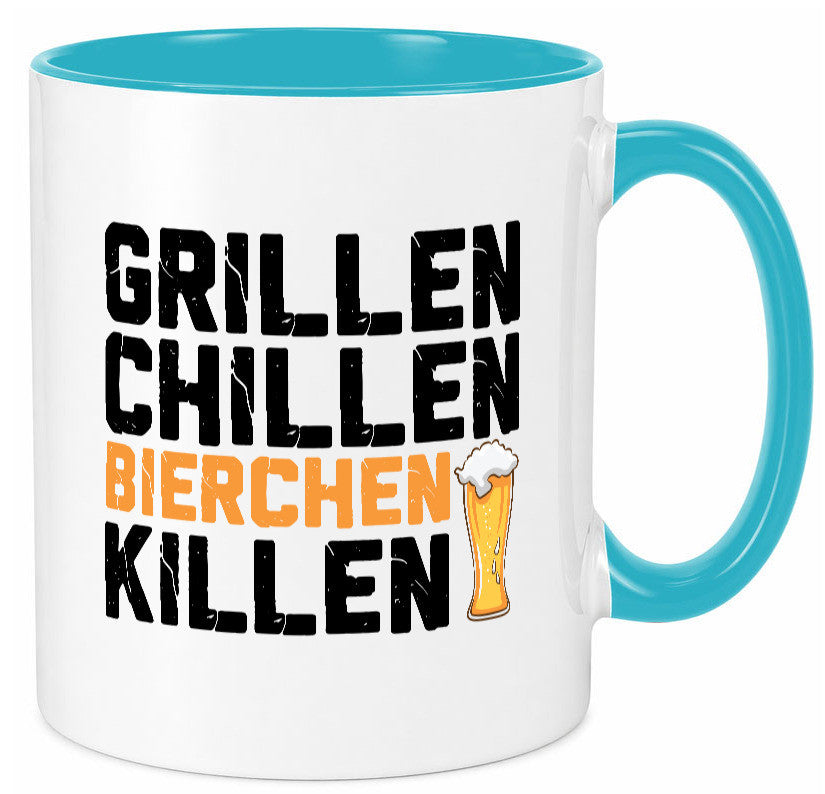 Grillen Chillen Bierchen Killen | Grillmeister Party Geschenk Humor Tasse