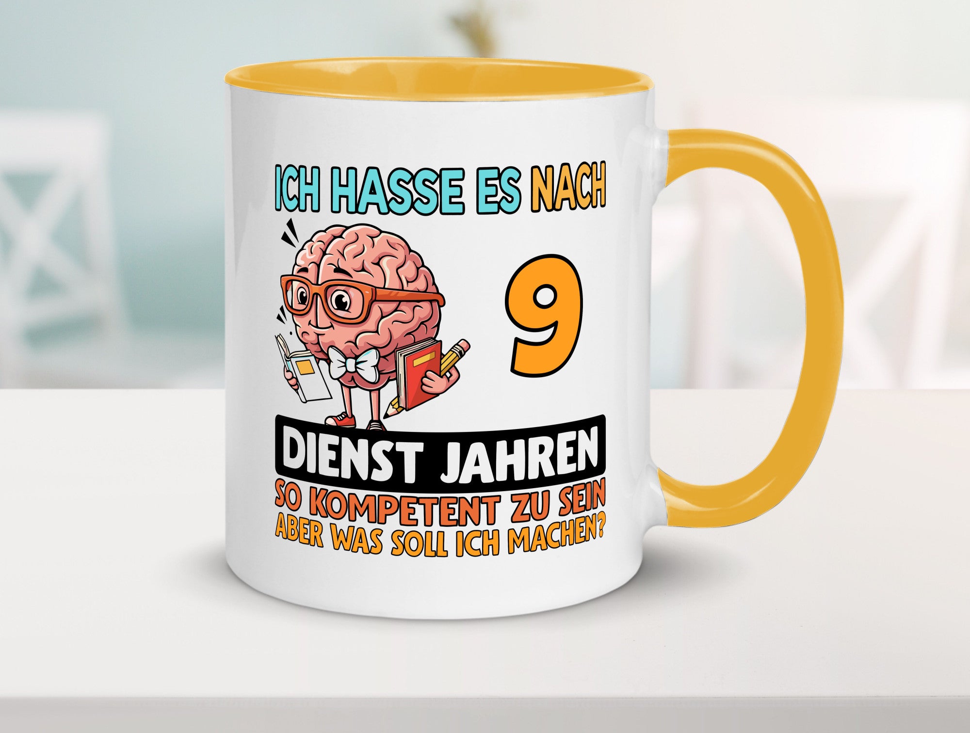 9 Dienstjahre | Arbeit Kompetent Humor Kollegen Büro Geschenkidee Tasse