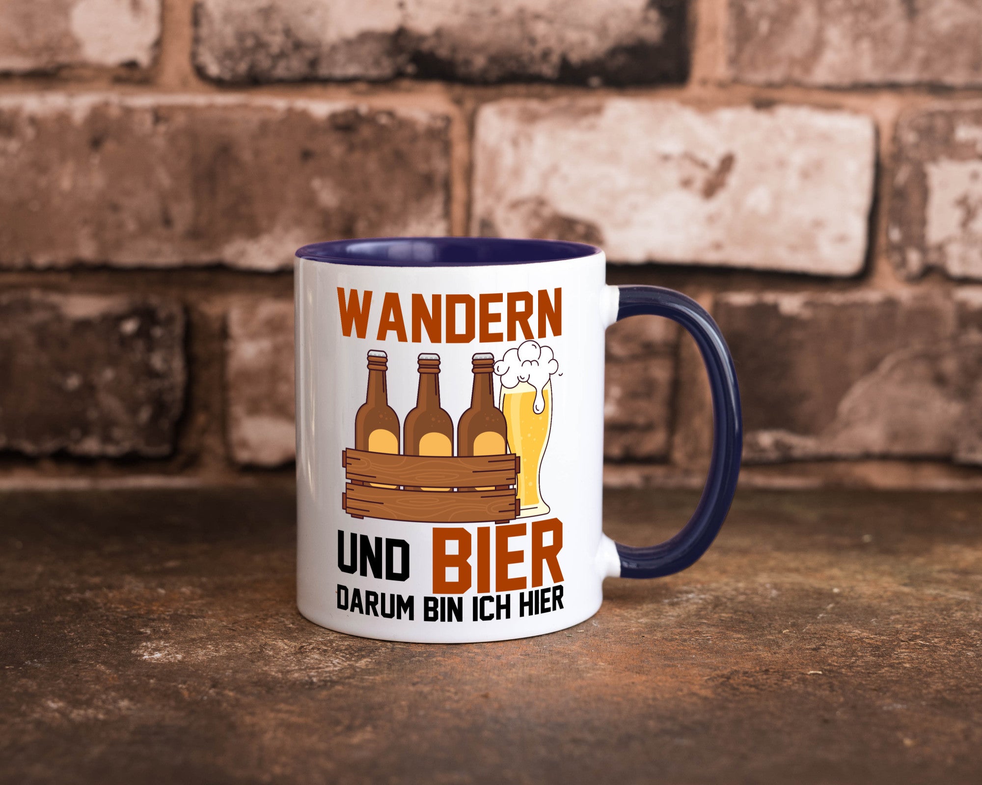 Wandern und Bier darum bin ich hier | Bierkasten lustiger Spruch Geschenk Humor