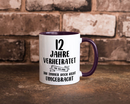12 Jahre Verheiratet, immer noch am Leben! Geschenkidee Humor Tasse