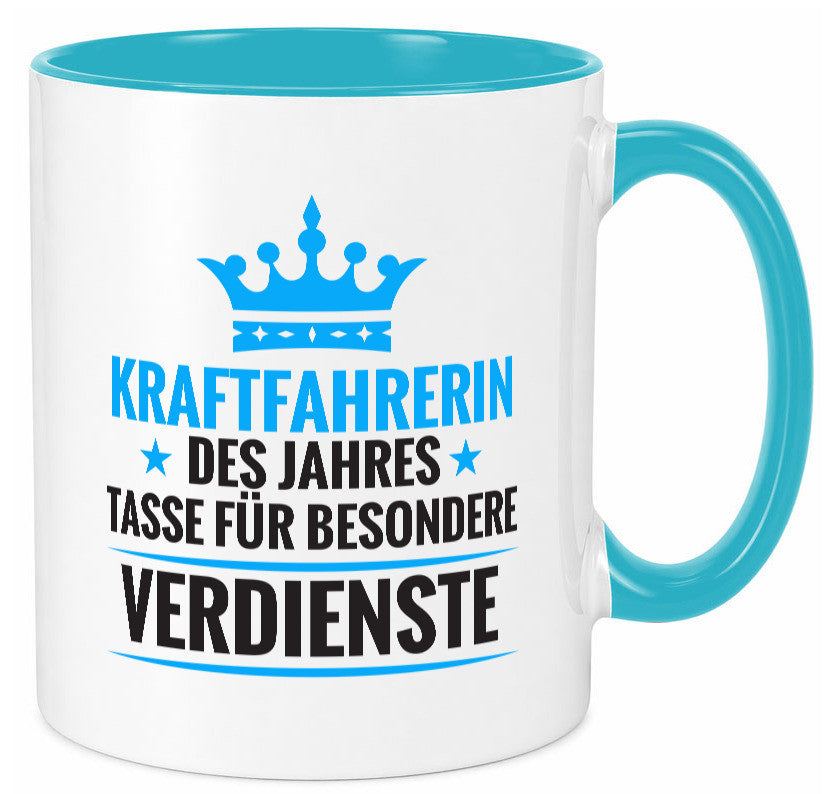 Besonderer Verdienst: Kraftfahrerin | Lastwagen LKW Humor Geschenkidee Tasse