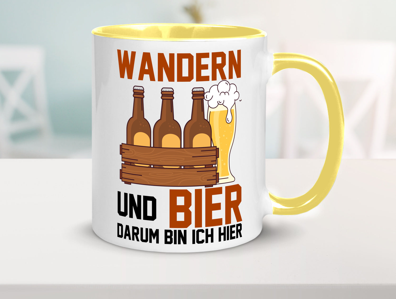 Wandern und Bier darum bin ich hier | Bierkasten lustiger Spruch Geschenk Humor