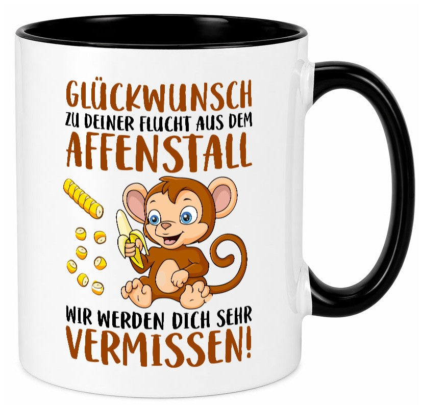 Glückwunsch zur Flucht | Affenstall Arbeitskollegen Geschenk Arbeit Kollegen Tasse