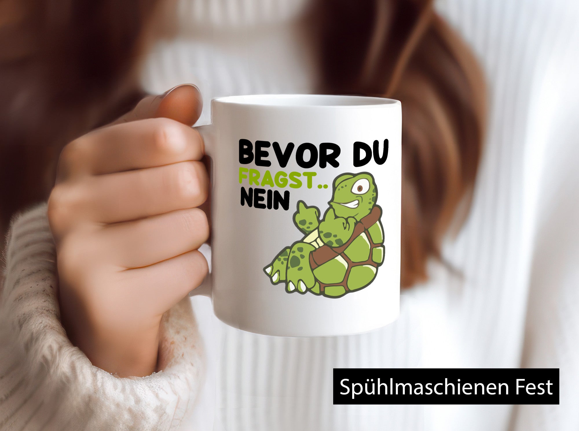 Bevor du fragst... Nein | Schildkröte lustig Humor Geschenkidee Geschenk Tasse