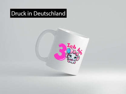 3. Geburtstag | 3 Jahre Elefant Mädchen lustig Geschenkidee Geschenk Tasse