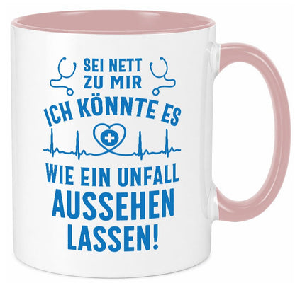 Sei nett, könnte wie ein Unfall aussehen | Stethoskop v3 lustig Humor Tasse