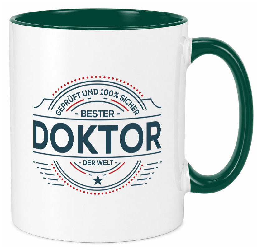 Geprüft und sicher: Doktor | Doktorand Doktortitel lustiger Spruch Geschenk Tasse