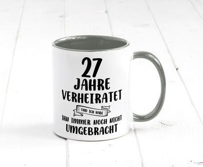 27 Jahre Verheiratet, immer noch am Leben! Geschenkidee Humor Tasse