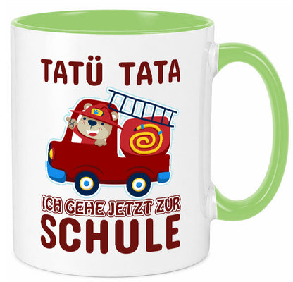 Bär in Feuerwehrauto | Tatü Tata Einschulung Tasse Humor Geschenkidee