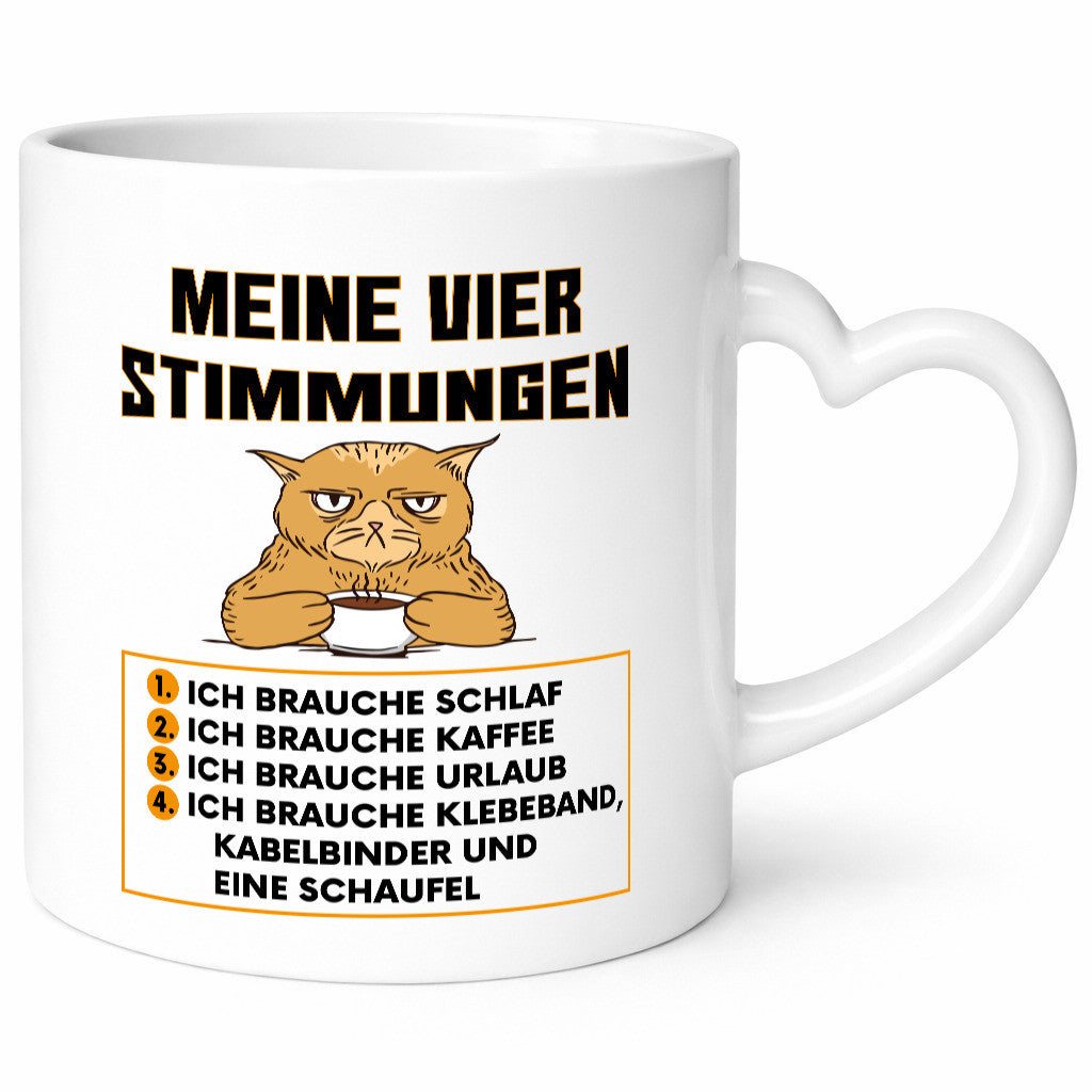 Meine vier Stimmungen | Spruch Humor müde Urlaub Geschenkidee Tasse