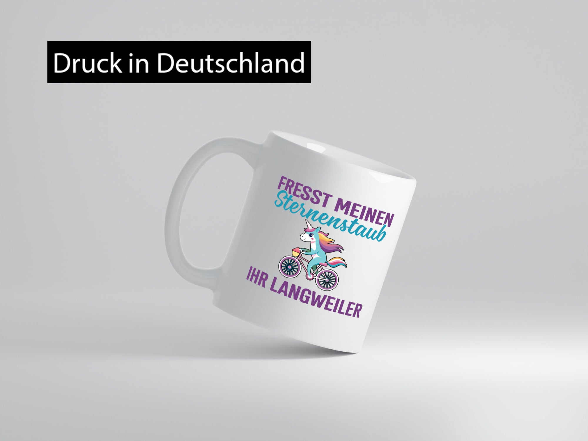 Fresst meinen Sternenstaub | Einhorn Fahrendes v2 Humor Geschenkidee Tasse