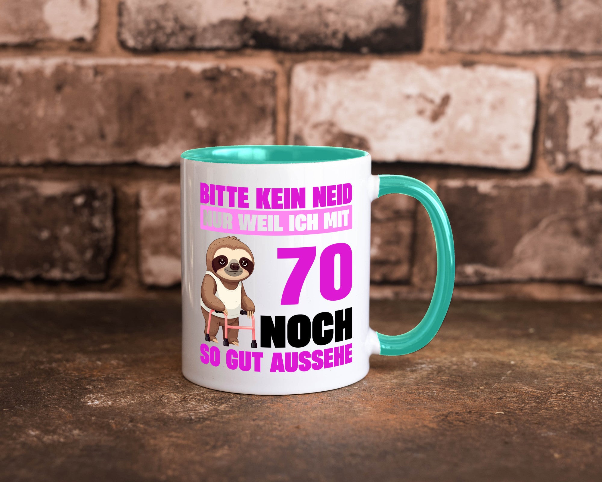 70. Geburtstag | Bitte kein neid Faultier 70 Jahre v2 Humor Geschenkidee Tasse
