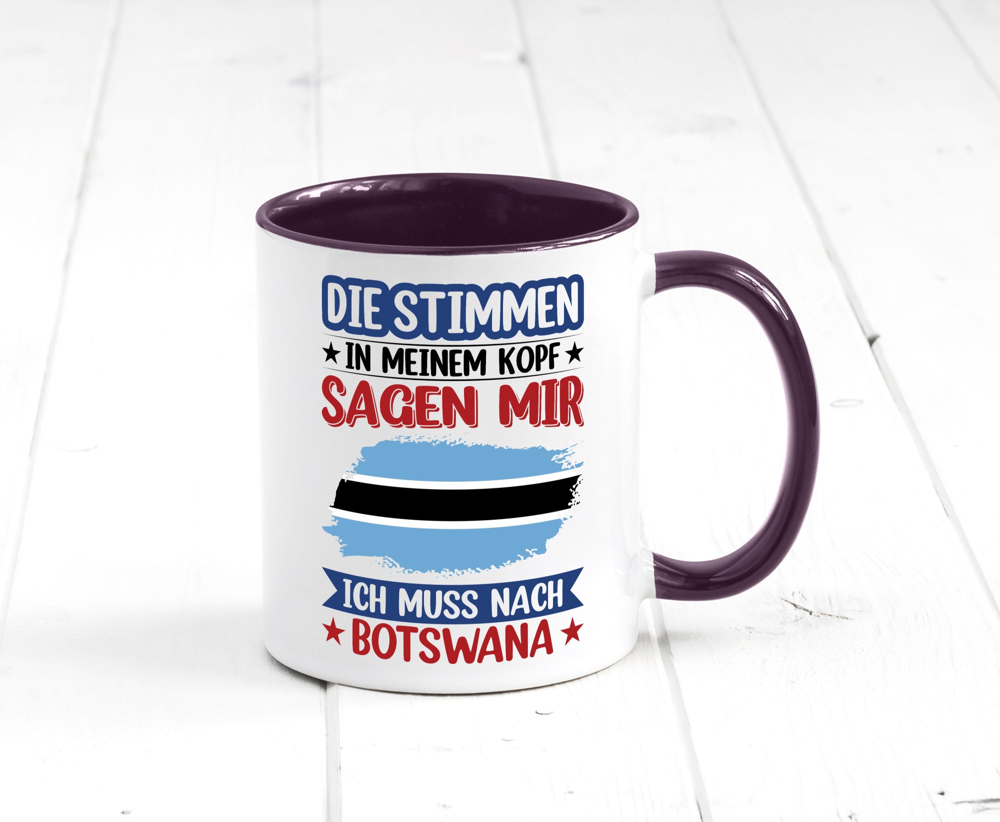 Botswana | Urlaub Stimmen in meinem Kopf Traumland Geschenkidee Humor Tasse