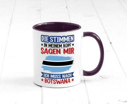 Botswana | Urlaub Stimmen in meinem Kopf Traumland Geschenkidee Humor Tasse