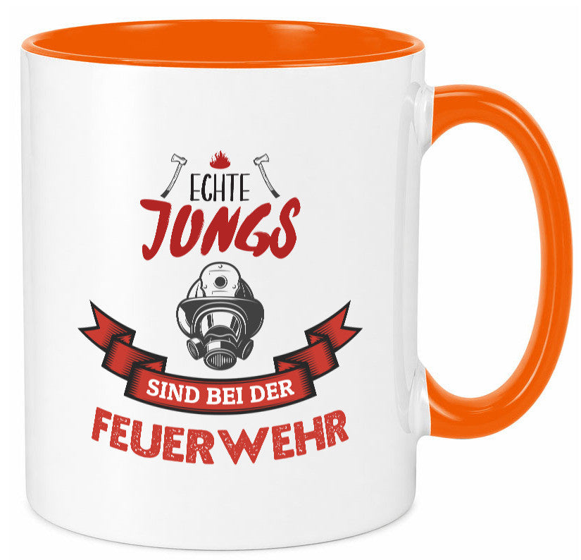 Echte Jungs sind bei der Feuerwehr | Feuerwehrmann lustiger Spruch Geschenk Tasse
