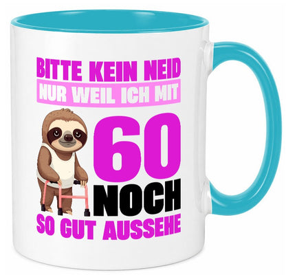 60. Geburtstag | Bitte kein neid Faultier 60 Jahre v2 Geschenk Geschenkidee Tasse