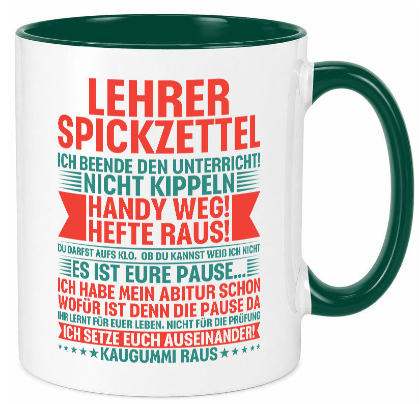 Lehrer Spickzettel | Beruf Tasse lustiger Spruch vl4 lustig Arbeit Kollegen