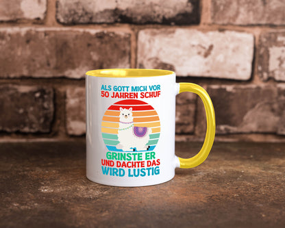 50. Geburtstag | 50 Jahre Gut Schuf mich Lama v2 Humor Geschenkidee Tasse