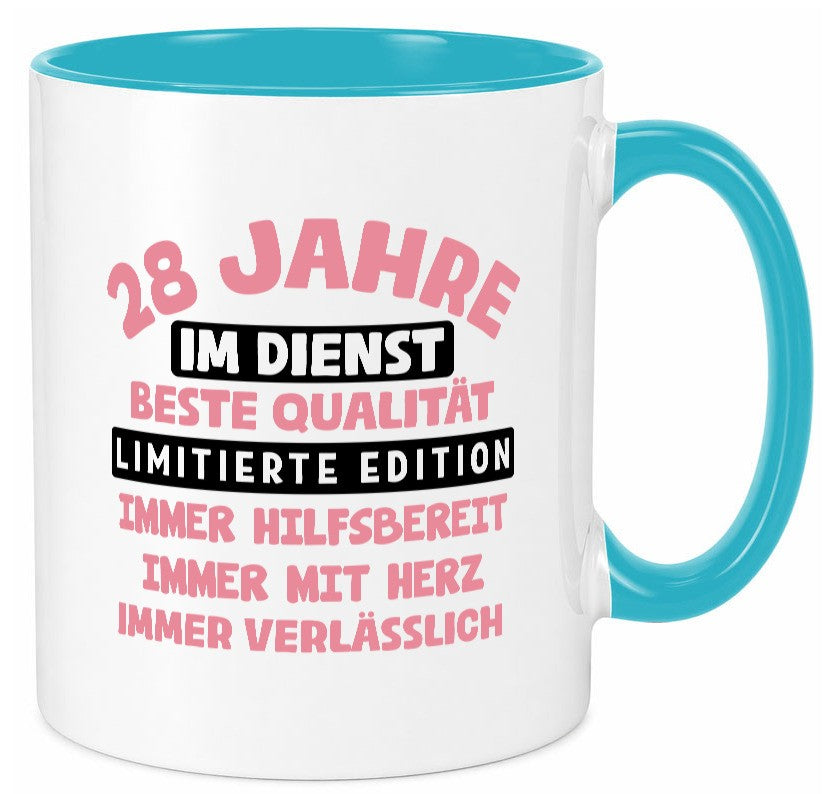 28 Jahre im Dienst | Jubiläum Arbeit v11 Geschenk Kollegen Büro lustiger Spruch Tasse