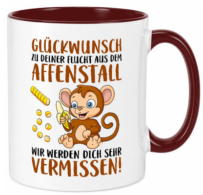 Glückwunsch zur Flucht | Affenstall Arbeitskollegen Geschenk Arbeit Kollegen Tasse
