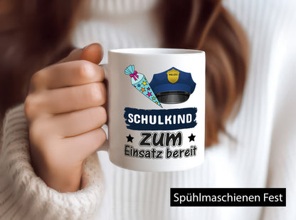 Schulkind bereit | Einschulung Tasse Polizei Jungs lustig Humor Geschenkidee