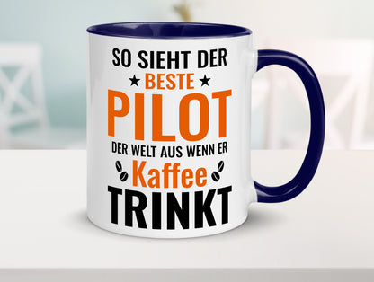 Kaffee trinkt: Pilot | Flugzeug Piloten lustiger Spruch Geschenk Humor