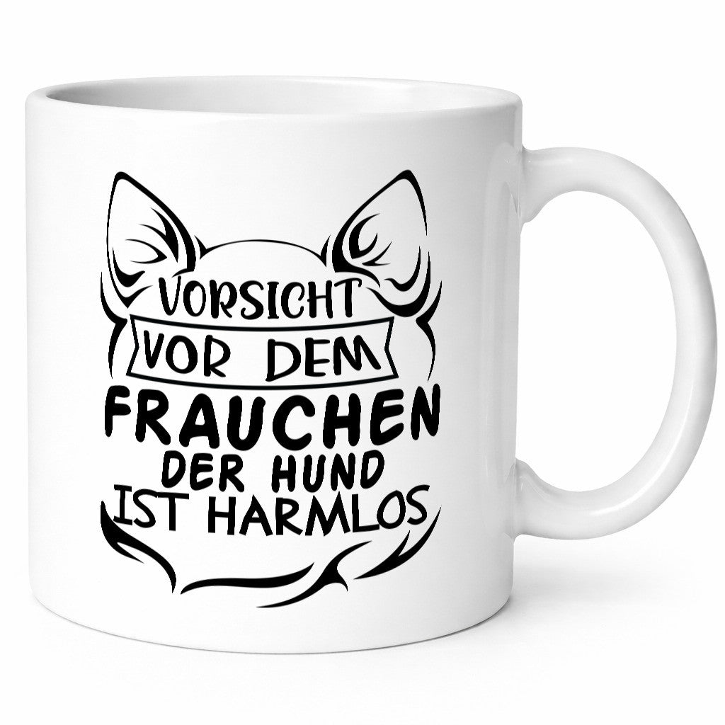 Vorsicht vor dem Frauchen der Hund ist Harmlos Humor Tierliebhaber Geschenkidee