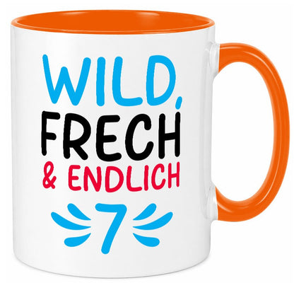 7. Geburtstag | 7 Jahre Wild &amp; Frech lustiger Spruch Geschenk Geschenkidee Tasse