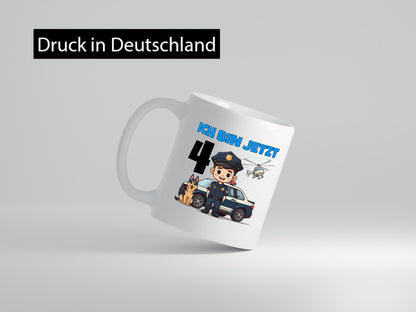 4. Geburtstag | 4 Jahre Polizei Kind Polizeiauto Humor Geschenkidee Tasse
