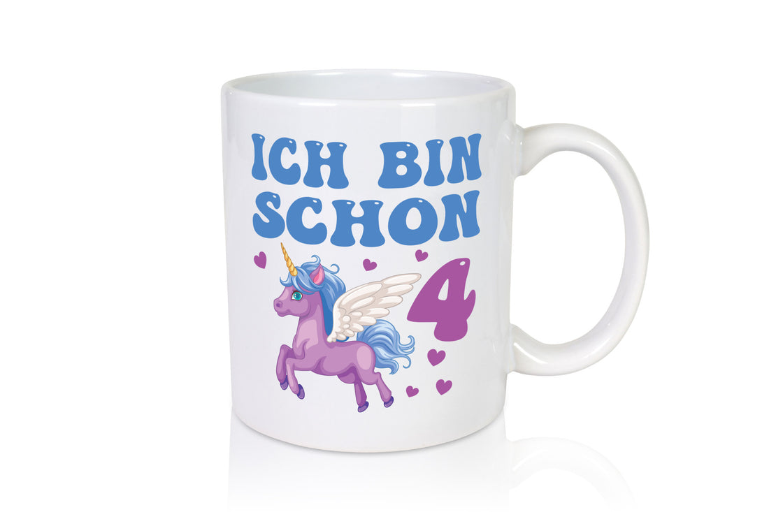 Ich bin schon 4 | Einhorn Herzen Humor Geschenkidee Tasse
