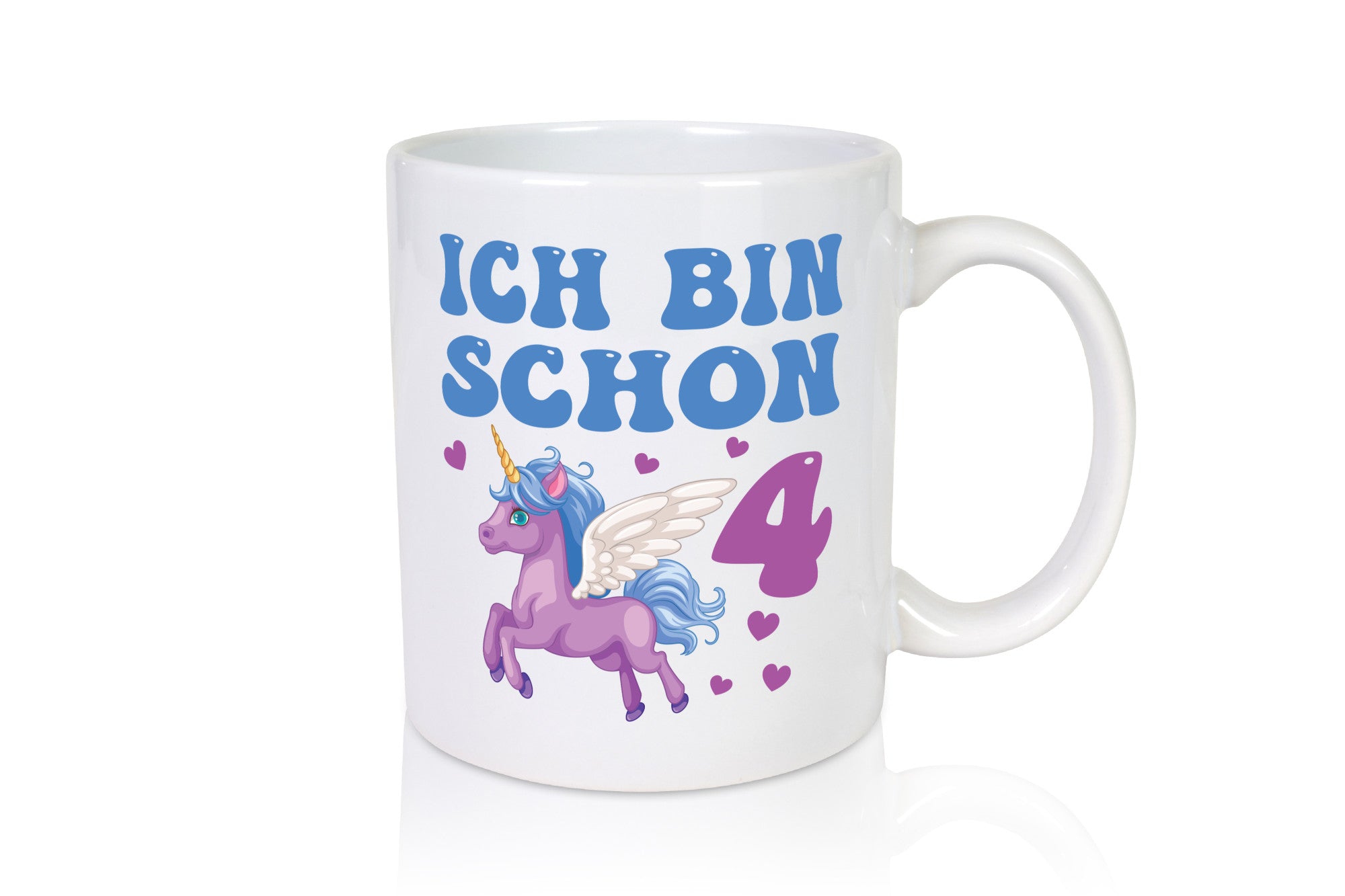 Ich bin schon 4 | Einhorn Herzen Humor Geschenkidee Tasse