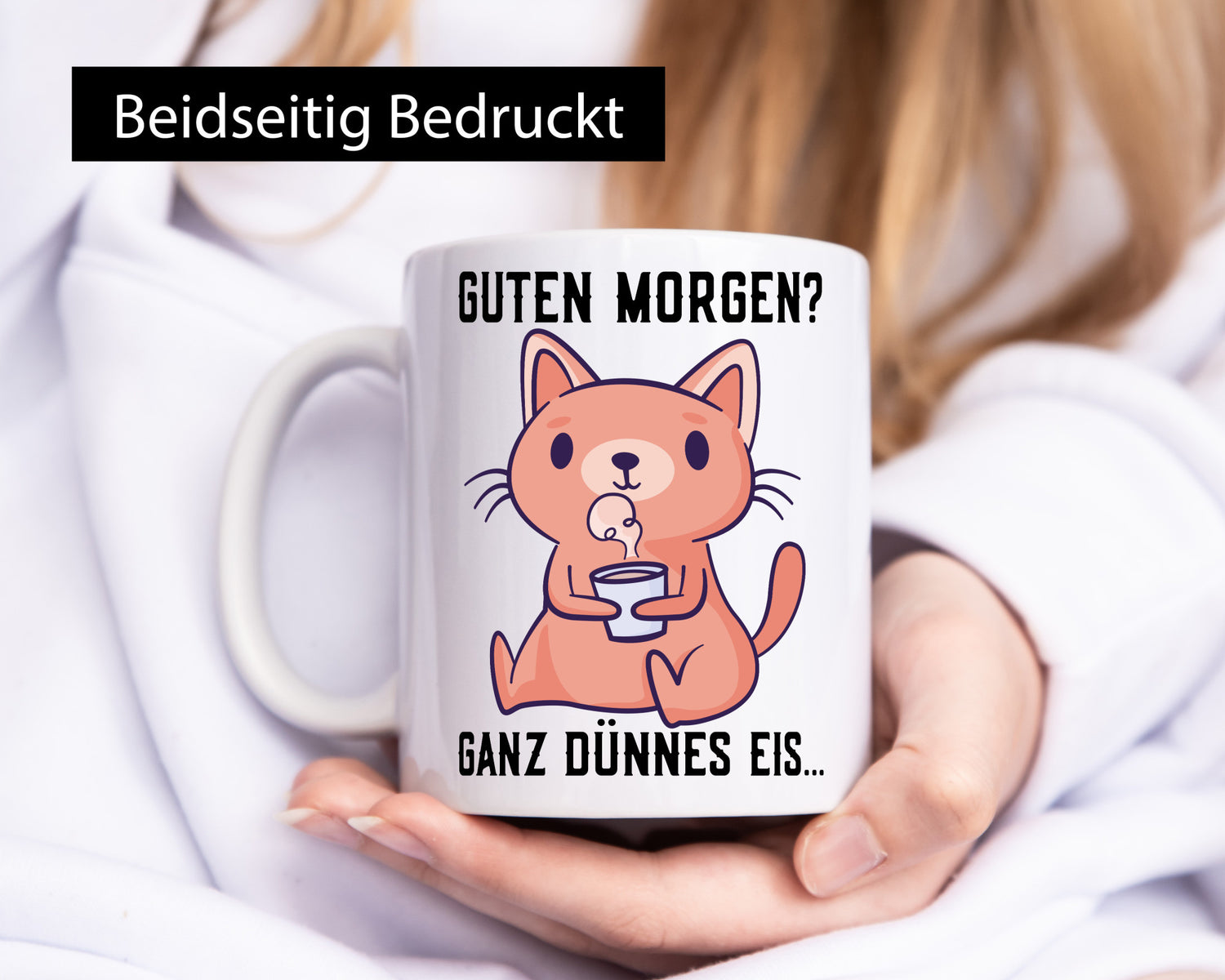 Guten Morgen | Morgenmuffel Dünnes Eis Katze mit Pulli Geschenk Tierliebhaber