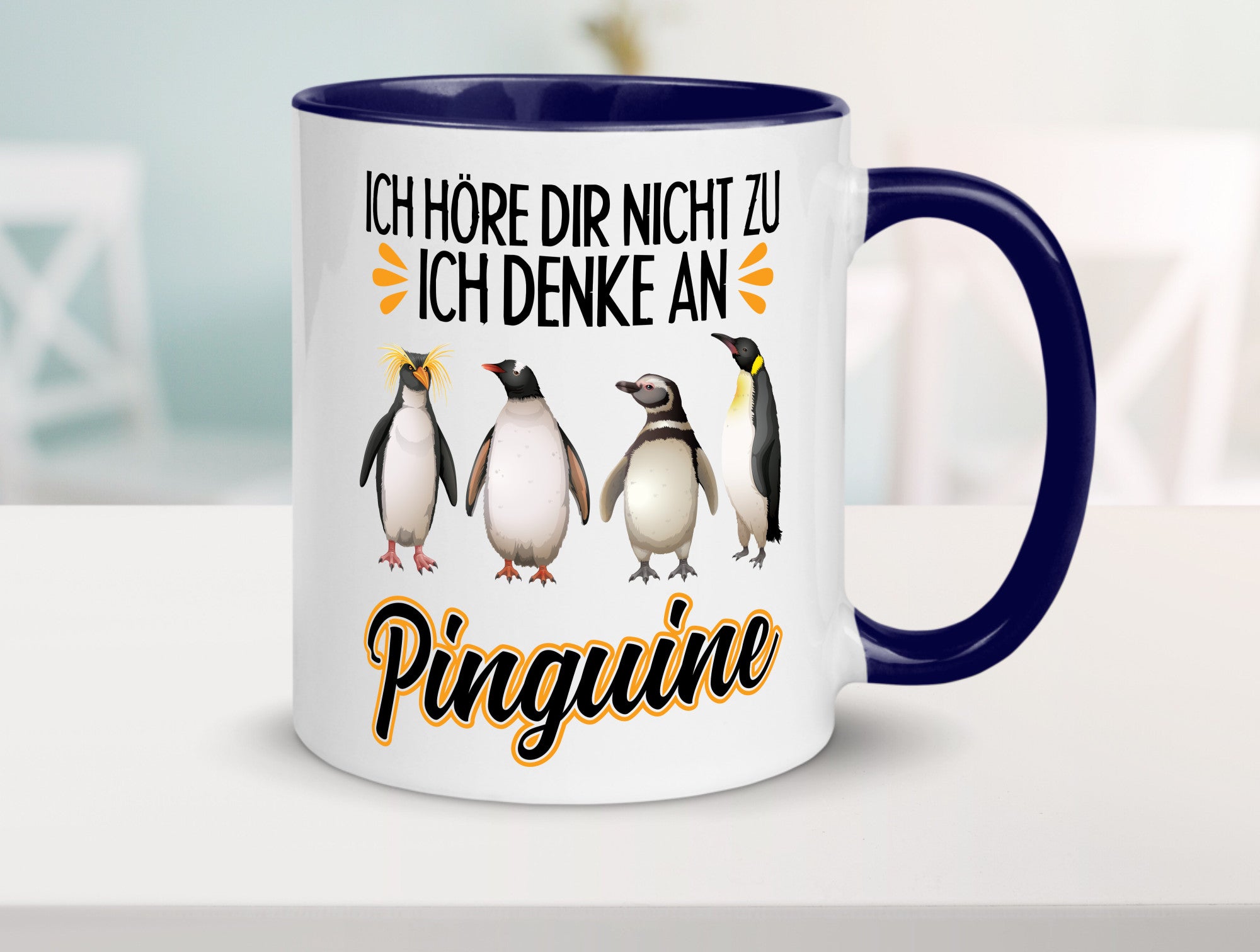 Ich denke an Pinguine Geschenkidee Humor Tasse