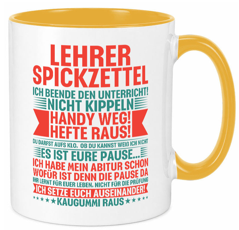 Lehrer Spickzettel | Beruf Tasse lustiger Spruch vl4 lustig Arbeit Kollegen