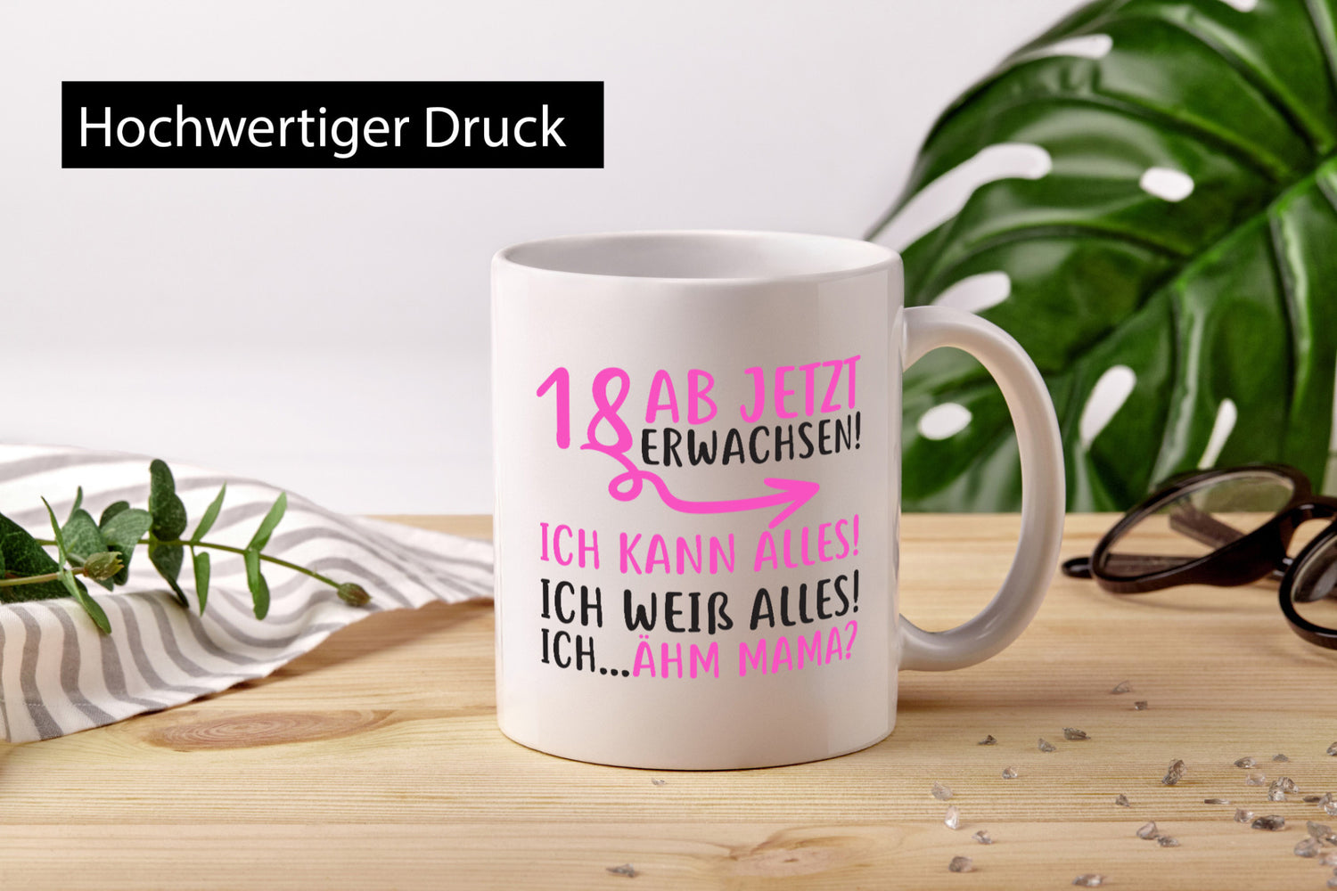 18 Ab jetzt erwachsen lustiger Spruch Geschenk Humor Geschenkidee Tasse