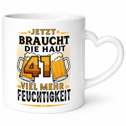 41 braucht die Haut mehr Feuchtigkeit | 41. Geburtstag Geschenkidee Humor Tasse