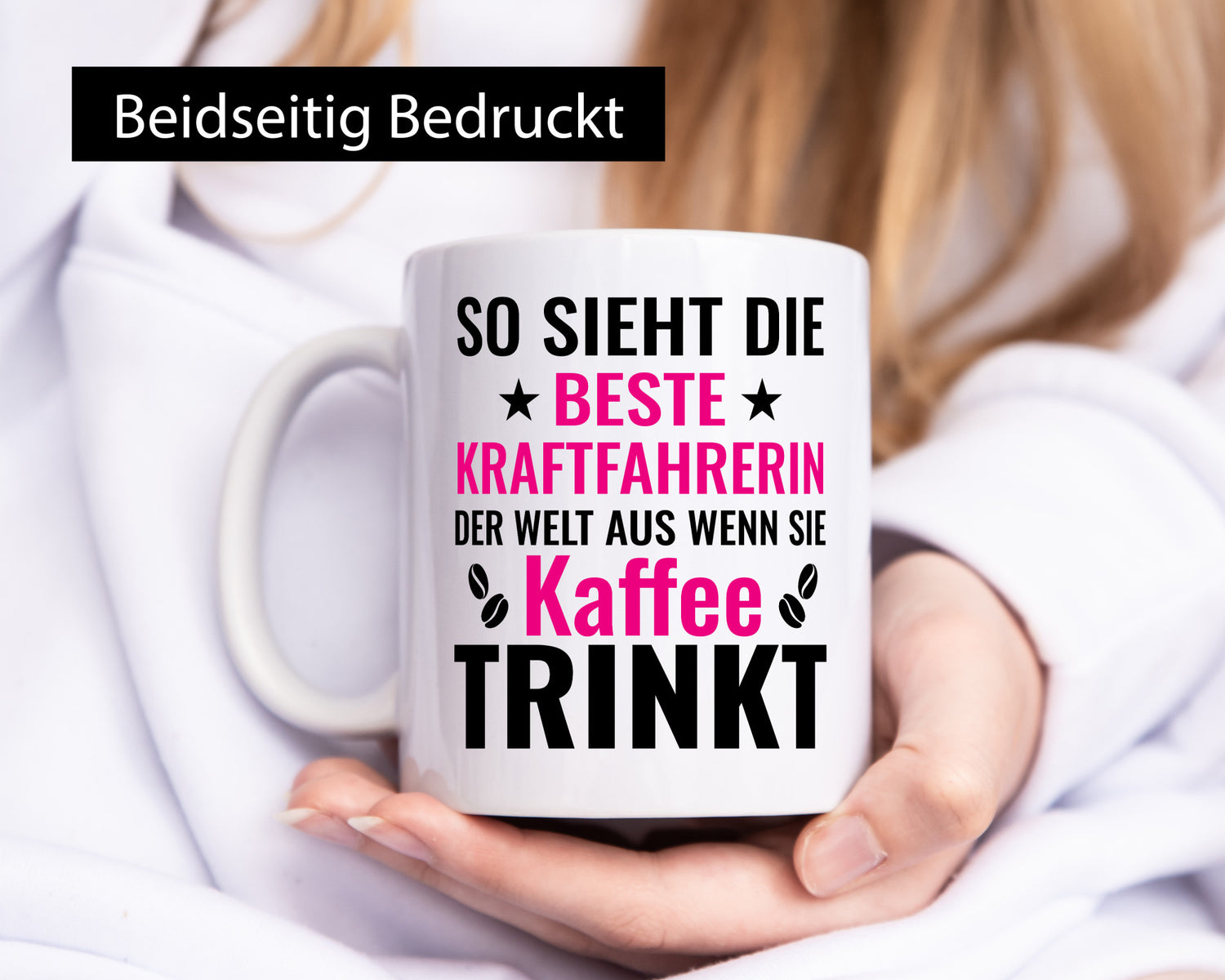 Kaffee trinkt: Kraftfahrerin | Lastwagen LKW Geschenk Humor Geschenkidee