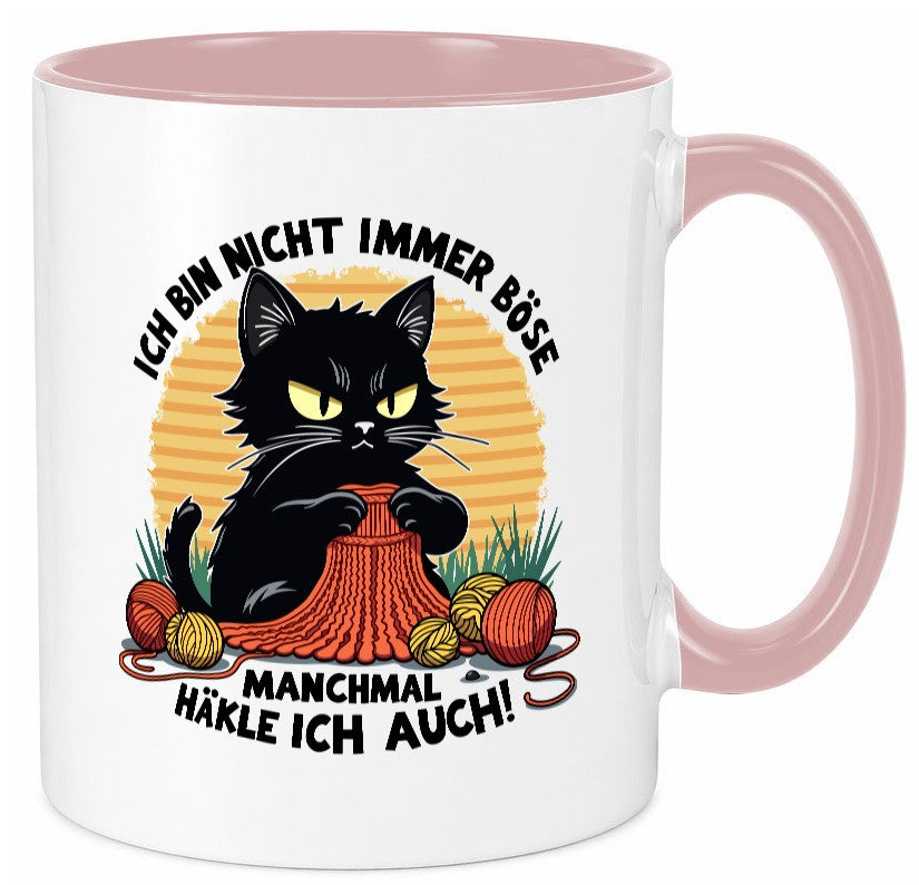 Manchmal Häkle ich auch | Schwarze Katze Häkeln lustig Tierliebhaber Humor Tasse