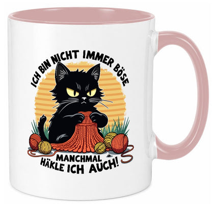 Manchmal Häkle ich auch | Schwarze Katze Häkeln lustig Tierliebhaber Humor Tasse